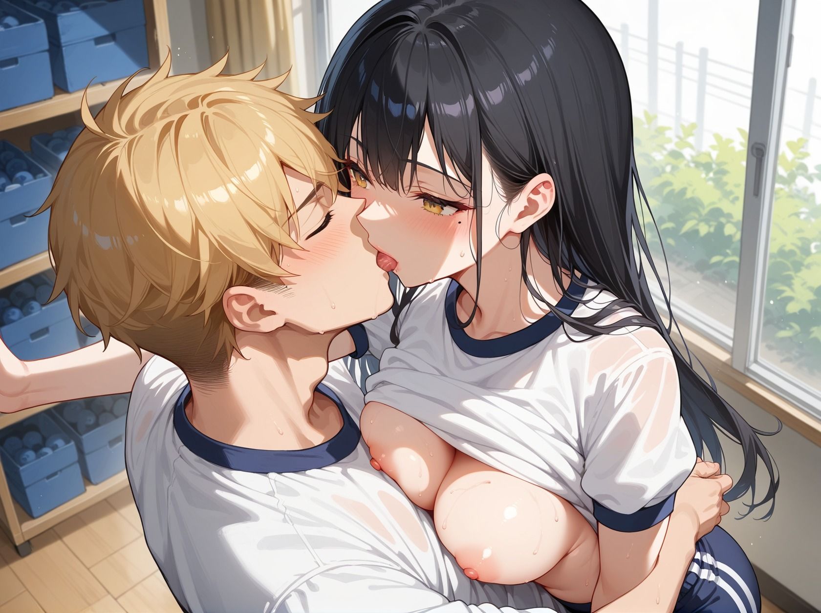 巨乳女子校生ご奉仕フ◯ラチオ  萌える制服姿  ブルマで感じちゃう（はーと） - サンプル画像 5