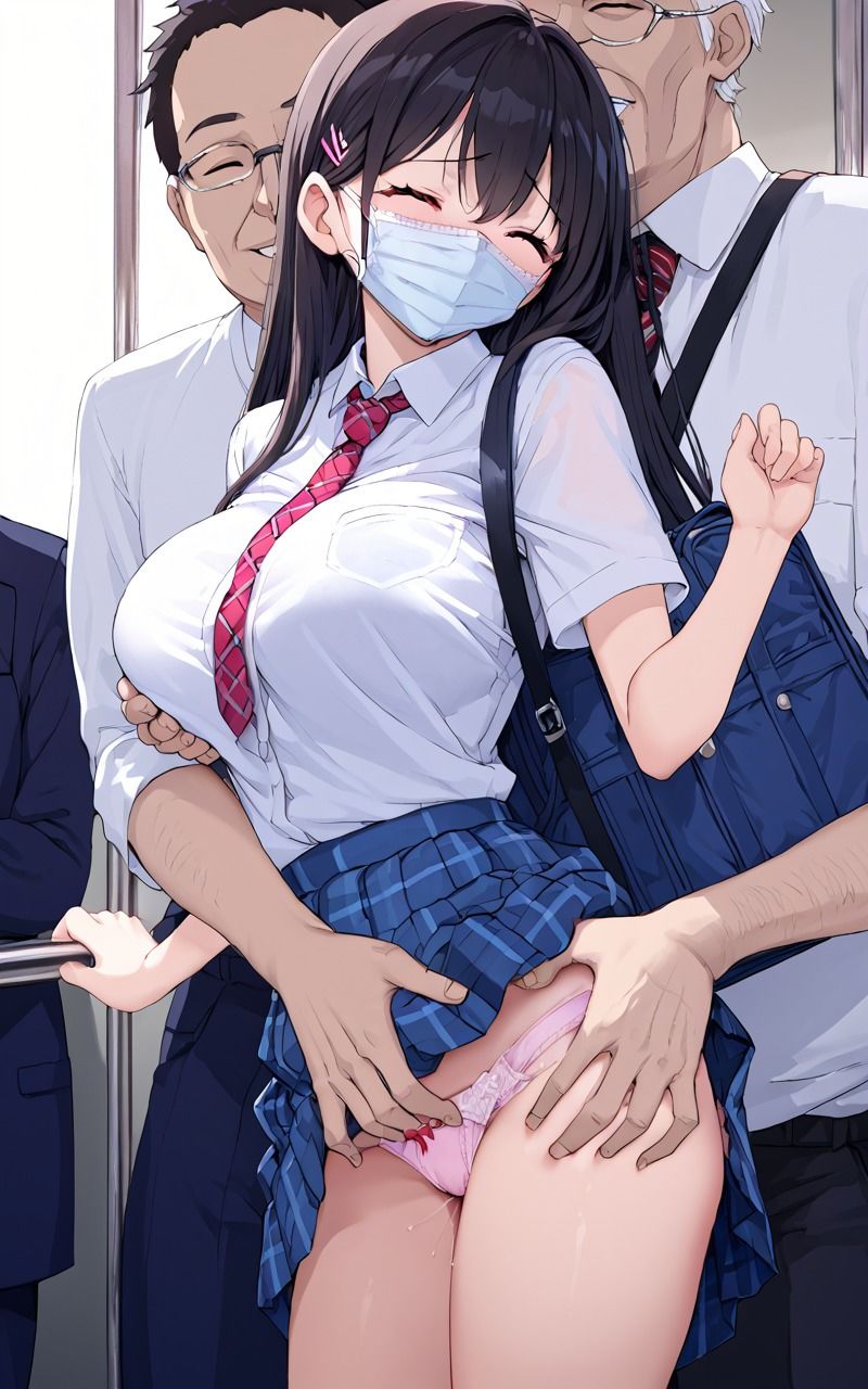 欲求不満のおじさんに電車痴●されて感じちゃうJ◯たち - サンプル画像 4