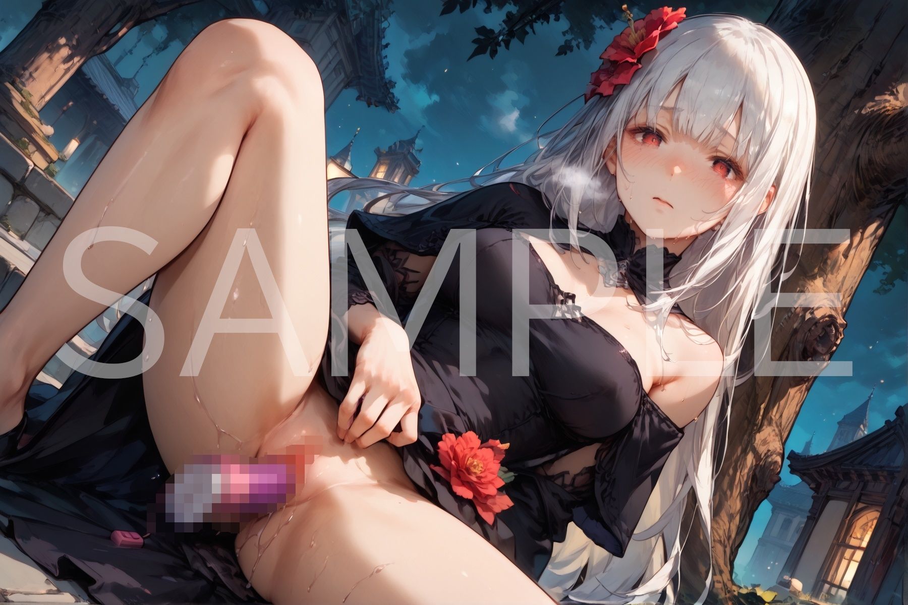 黒いドレスの銀髪少女 - サンプル画像 4