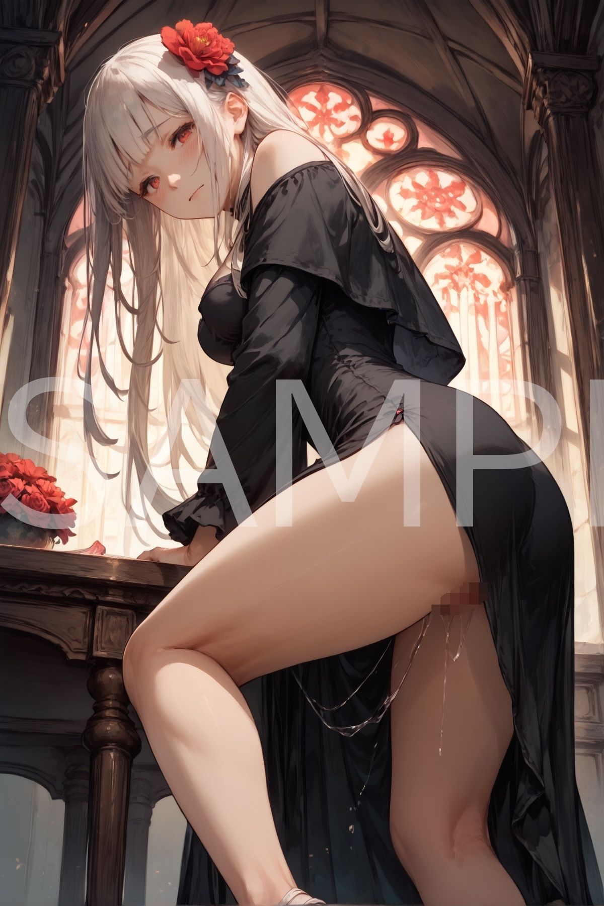 黒いドレスの銀髪少女 - サンプル画像 5