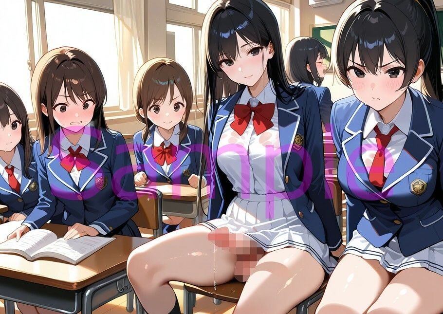 お嬢様学校唯一のふたなりちゃんは興味津々の生徒たちとやりたい放題なイラスト集 - サンプル画像 4