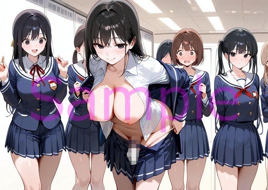 お嬢様学校唯一のふたなりちゃんは興味津々の生徒たちとやりたい放題なイラスト集 - サンプル画像 8