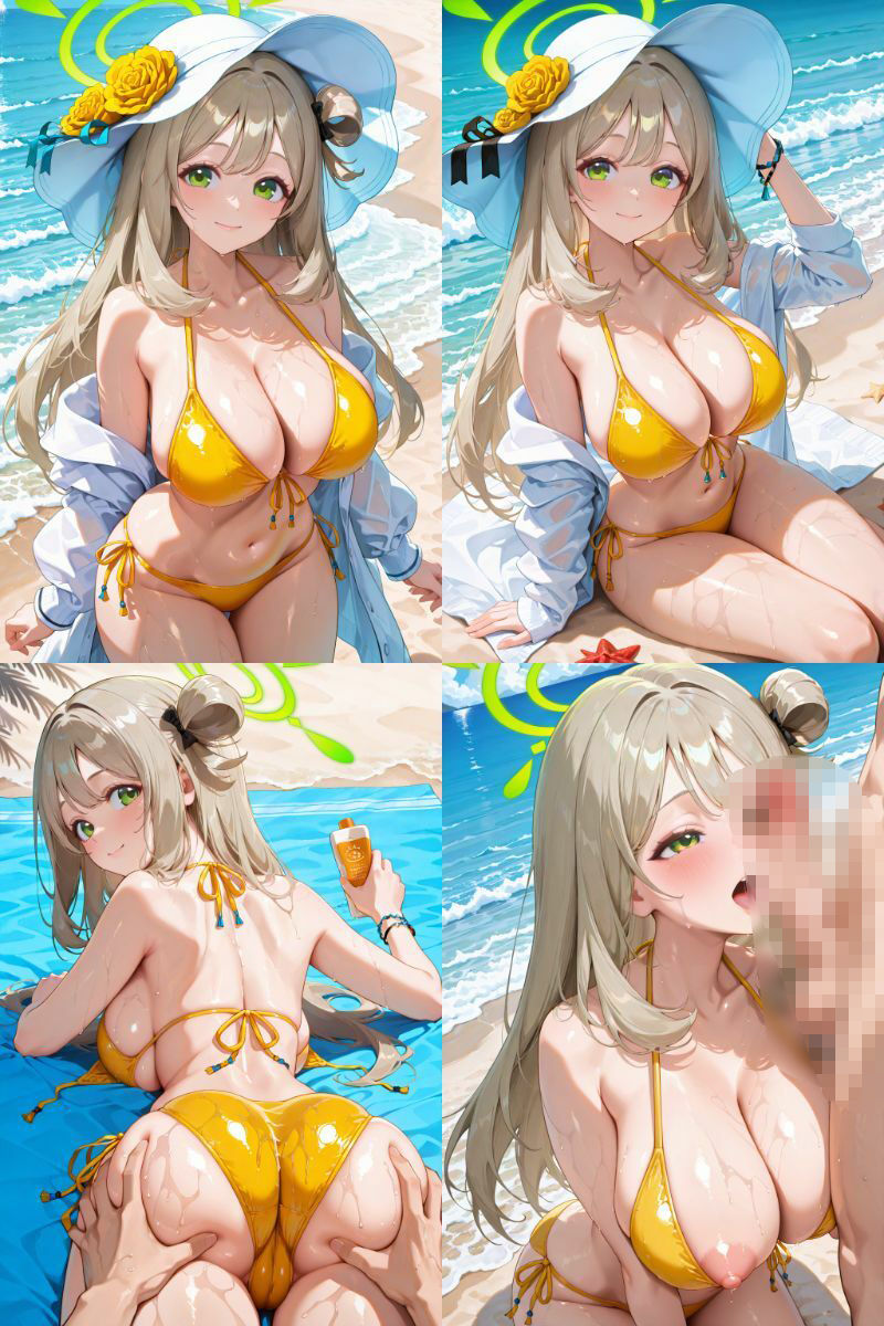 十六○ノノミといちゃいちゃえっち  in ビーチ  ブルーア〇カイブ - サンプル画像 1