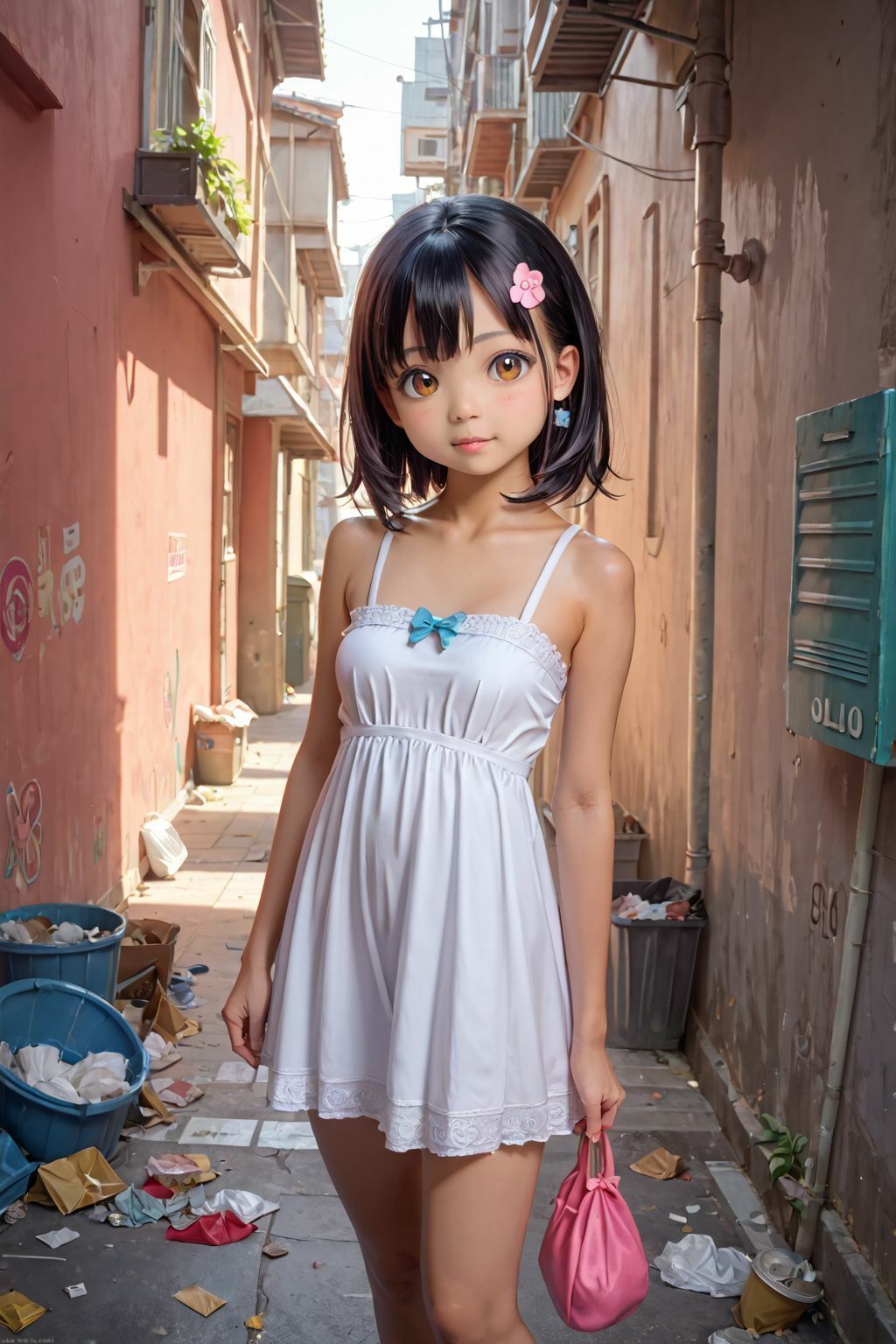 東南アジアの路地裏少女 - サンプル画像 1