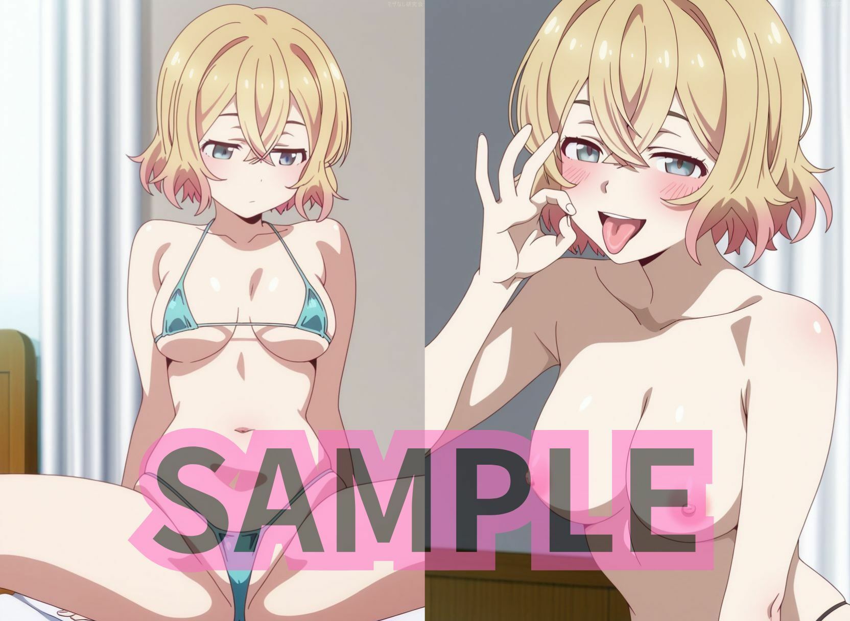 かのかりメンエス嬢はマイクロビキニを着たり待ち時間におま○こを弄ってる - サンプル画像 10