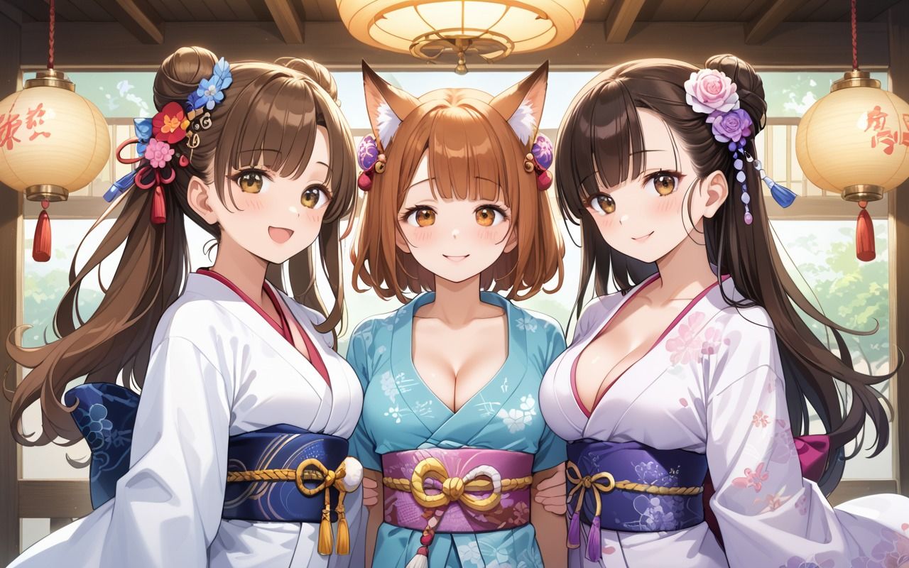 女子校生くノ一とハーレム中出し修行♪ - サンプル画像 1