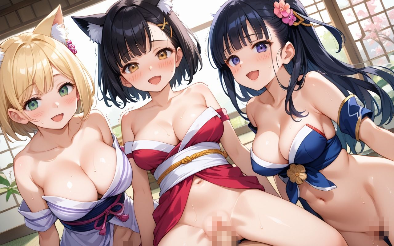 女子校生くノ一とハーレム中出し修行♪ - サンプル画像 6