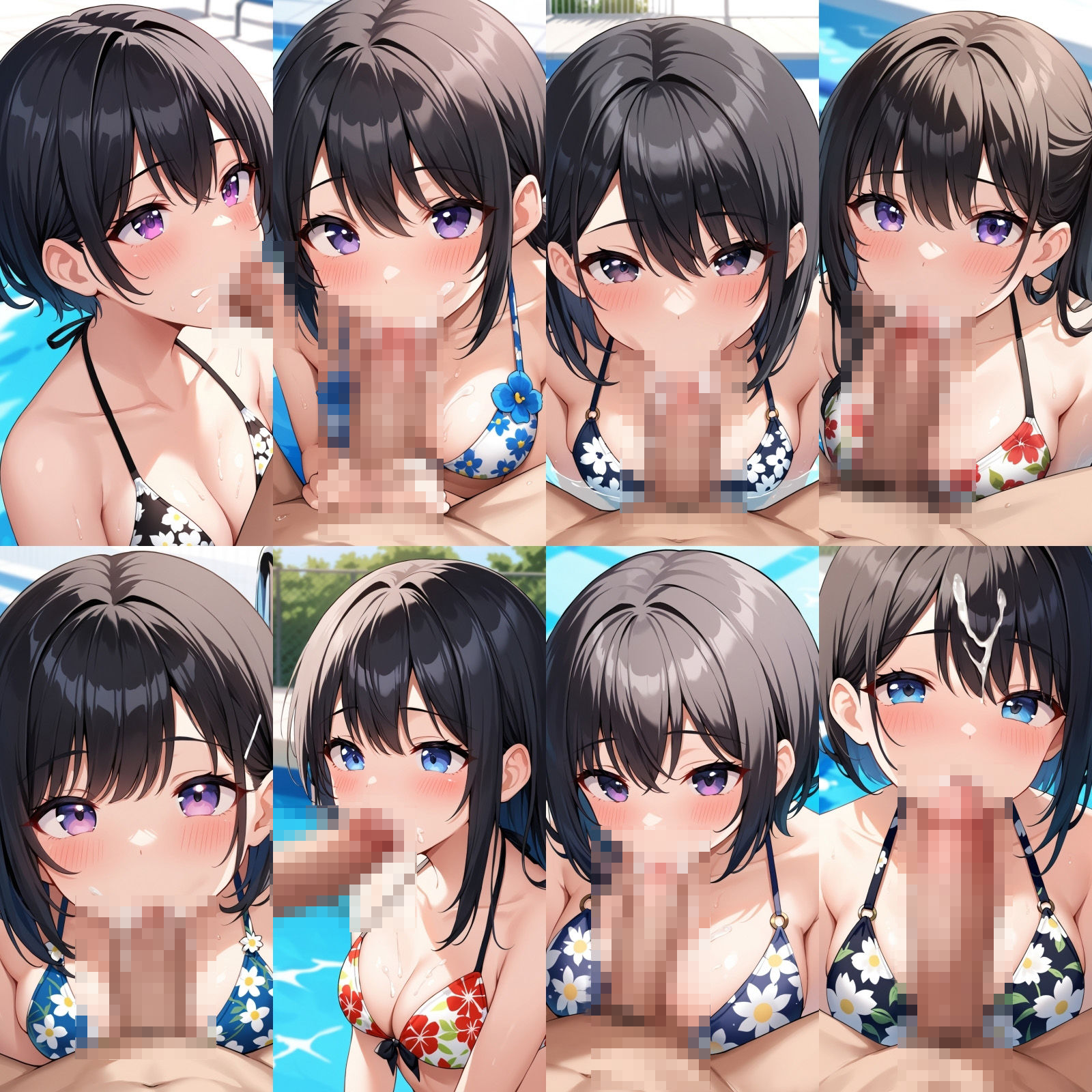 花柄ビキニでフェラ【500枚】 - サンプル画像 5