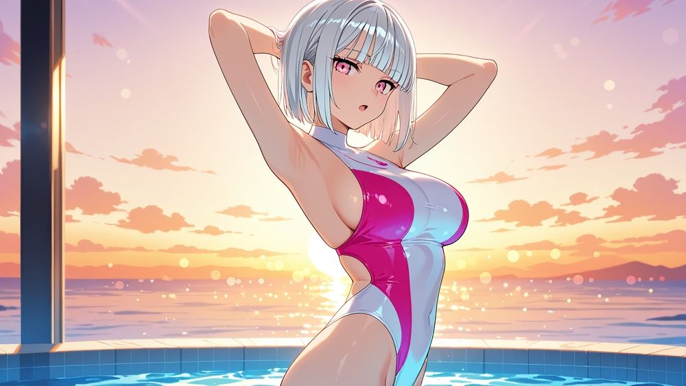 爆乳銀髪×青髪グラドルが専属契約のはずが秘密の種付け撮影【4K】 - サンプル画像 4