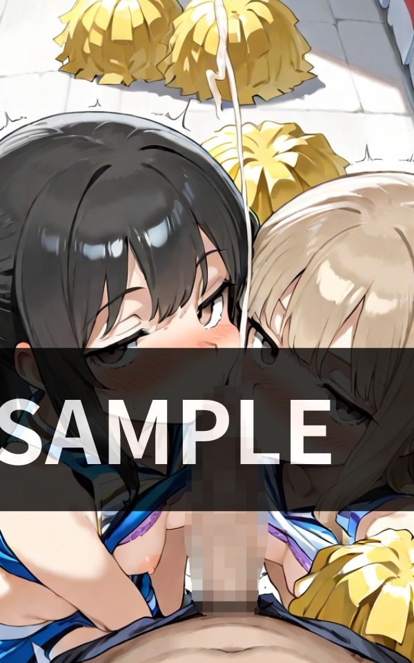 部活終わりのロッカールーム チアガールたちに囲まれて ダブルフェラ三昧 - サンプル画像 3