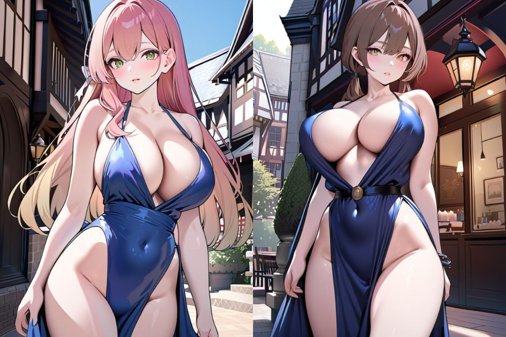 巨乳のドレス美女 - サンプル画像 2