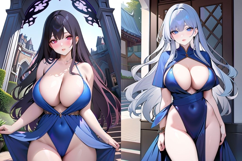 巨乳のドレス美女 - サンプル画像 3