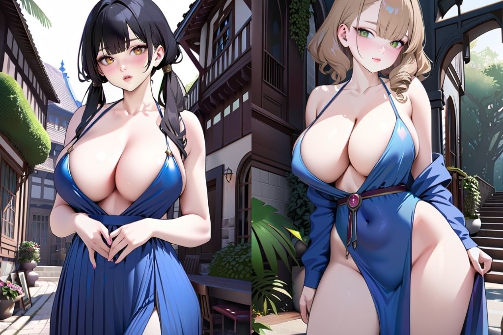 巨乳のドレス美女 - サンプル画像 4