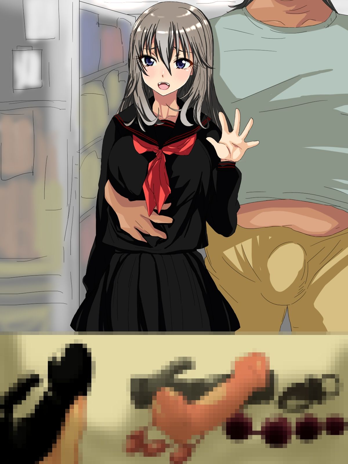 女子校生とホームレスのコスプレエッチ - サンプル画像 2