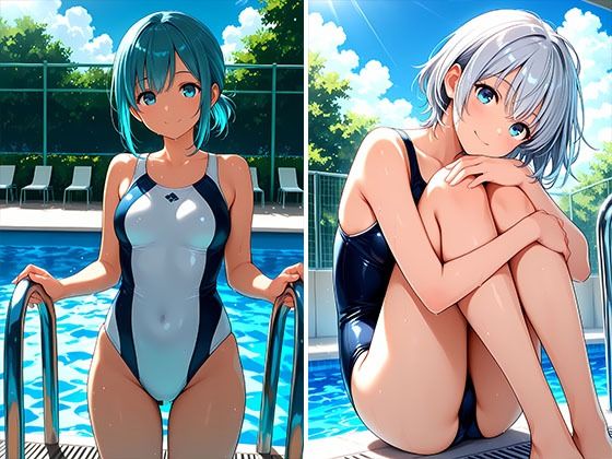 4Kイラスト とある水泳部員達のえっちなストレッチ - サンプル画像 2