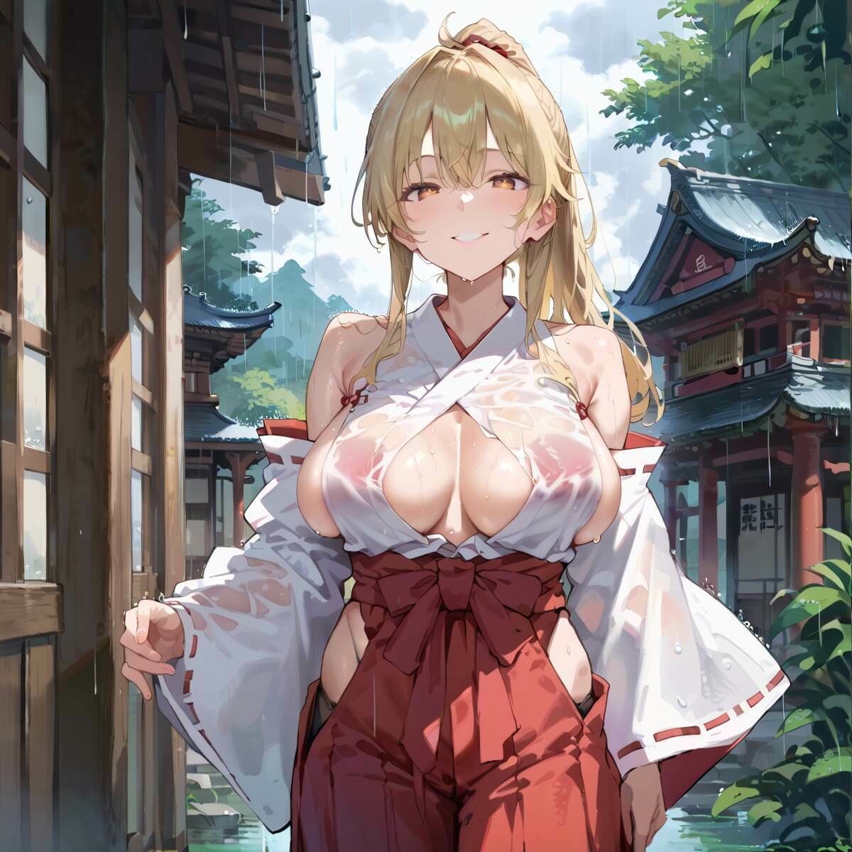 通り雨の中の美しき巫女たち・200枚 - サンプル画像 7