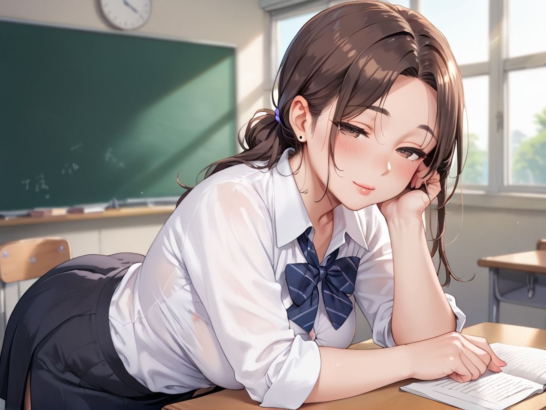 人妻教師に種付け - サンプル画像 1