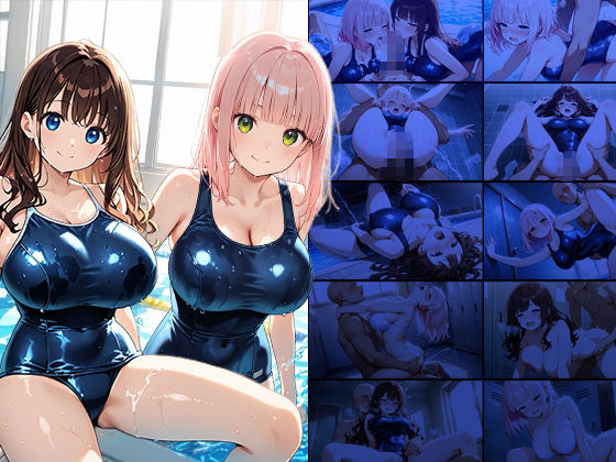爆乳ピンク＆茶髪ダブルカラースク水美少女孕ませ教育【4K】 - サンプル画像 1