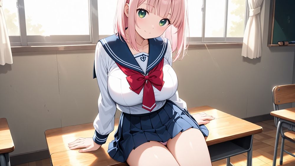 爆乳ピンク＆茶髪ダブルカラースク水美少女孕ませ教育【4K】 - サンプル画像 2