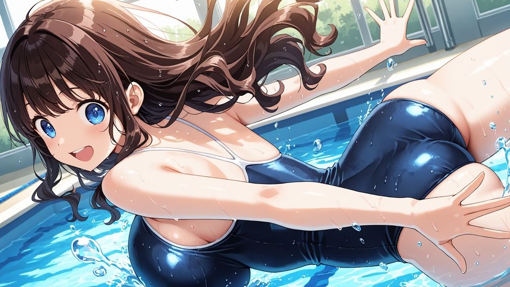 爆乳ピンク＆茶髪ダブルカラースク水美少女孕ませ教育【4K】 - サンプル画像 5