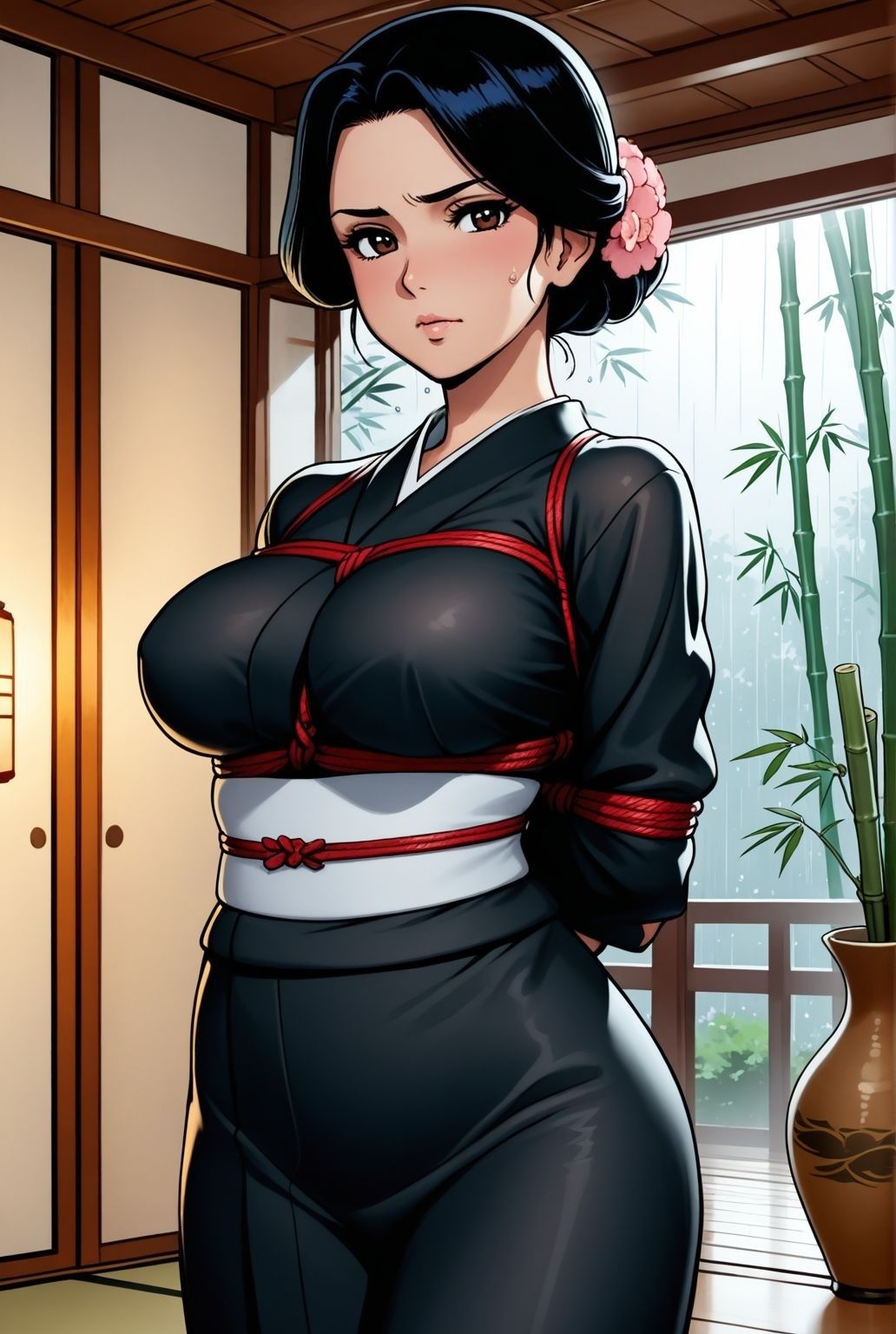 「静寂と縄に抱かれて――和室に揺れる緊縛熟女」 - サンプル画像 2