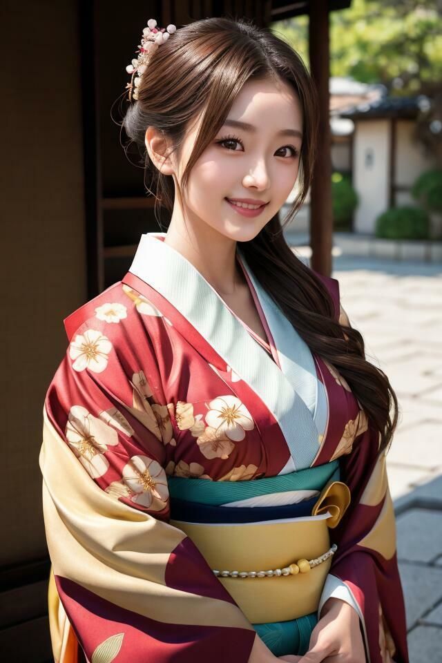 京都で見つけた  きもの美人（3）  ゆいな  しの  ほのか  ゆず  385枚のAI着物美人写真集 - サンプル画像 1