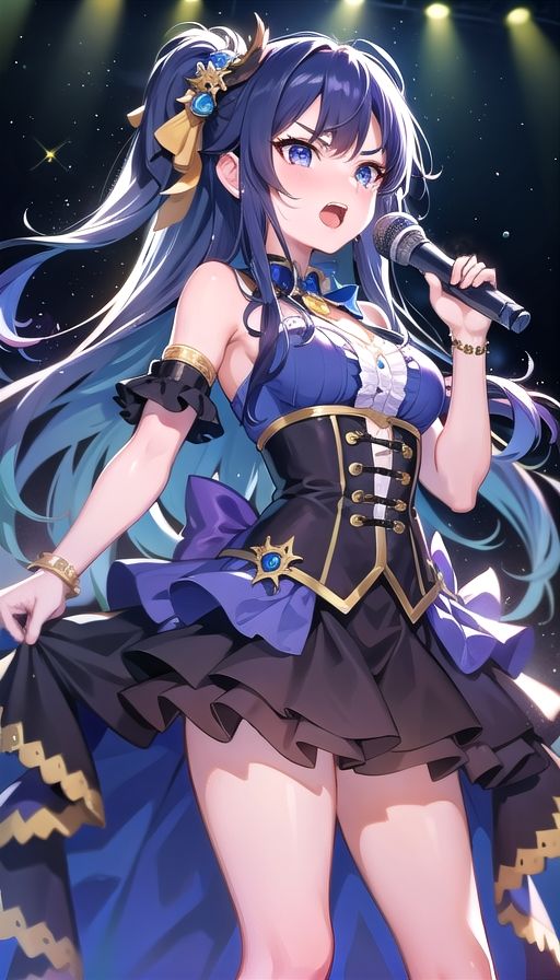 青髪ツンデレアイドル - サンプル画像 1