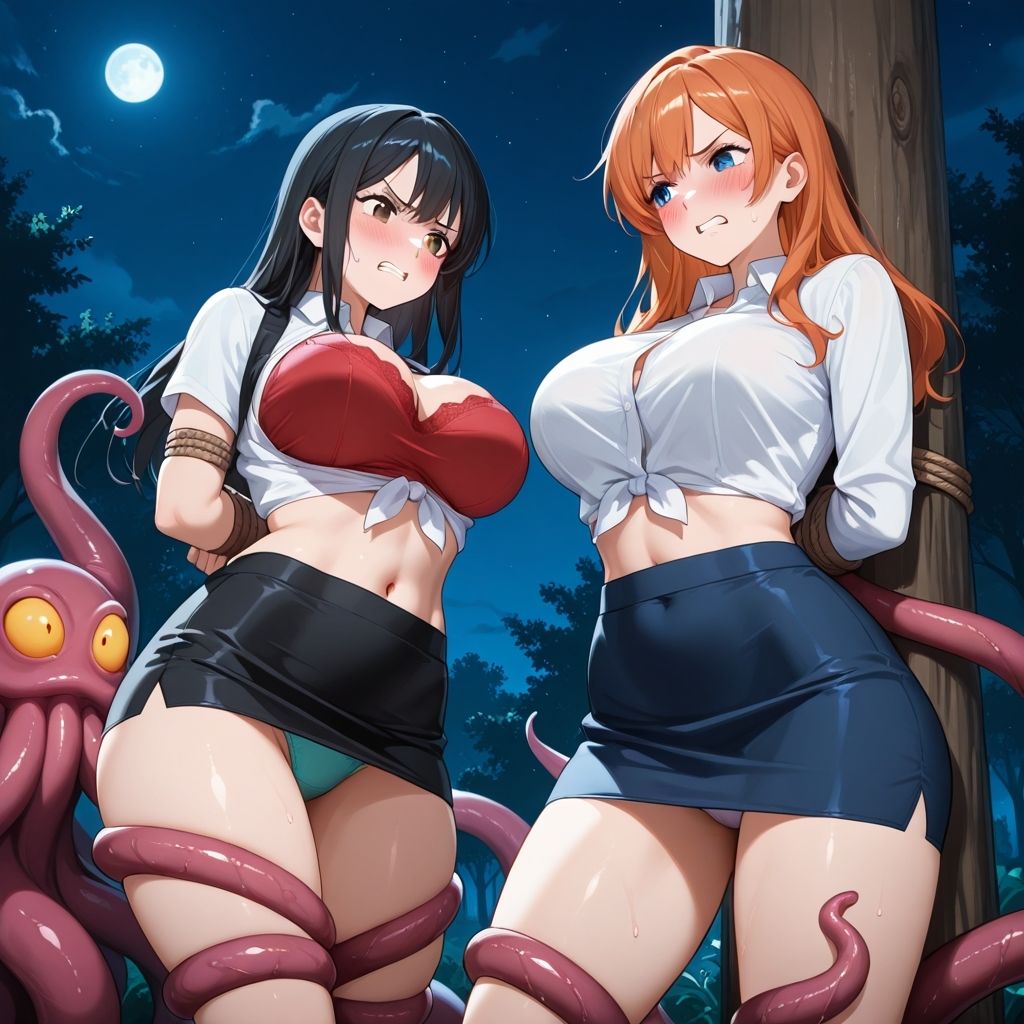 フェチコレVol.108 夜道で触手に拘束され弄ばれる二人のミニスカ美女たち【枚数250枚】 - サンプル画像 9