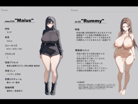 H社セックスアンドロイドブランド「Venus」モデルカタログ