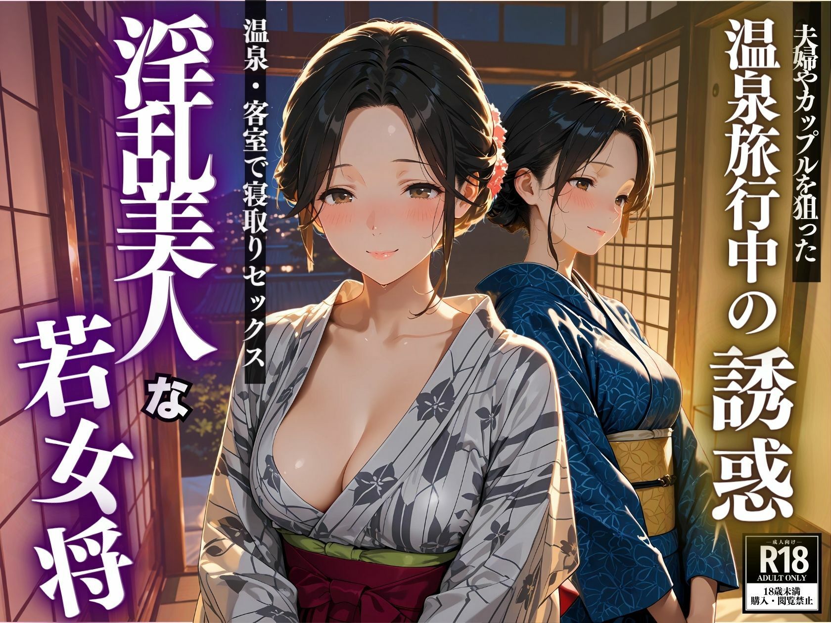 温泉旅行中の誘惑  淫乱美人な若女将 - サンプル画像 1