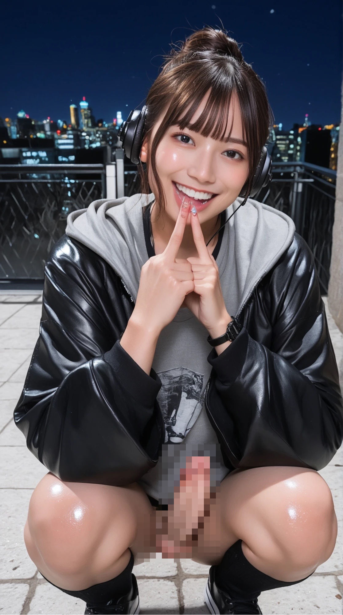 ふたなりストリートスナップ  第二弾〈パーカーちゃん・夜編〉 - サンプル画像 2