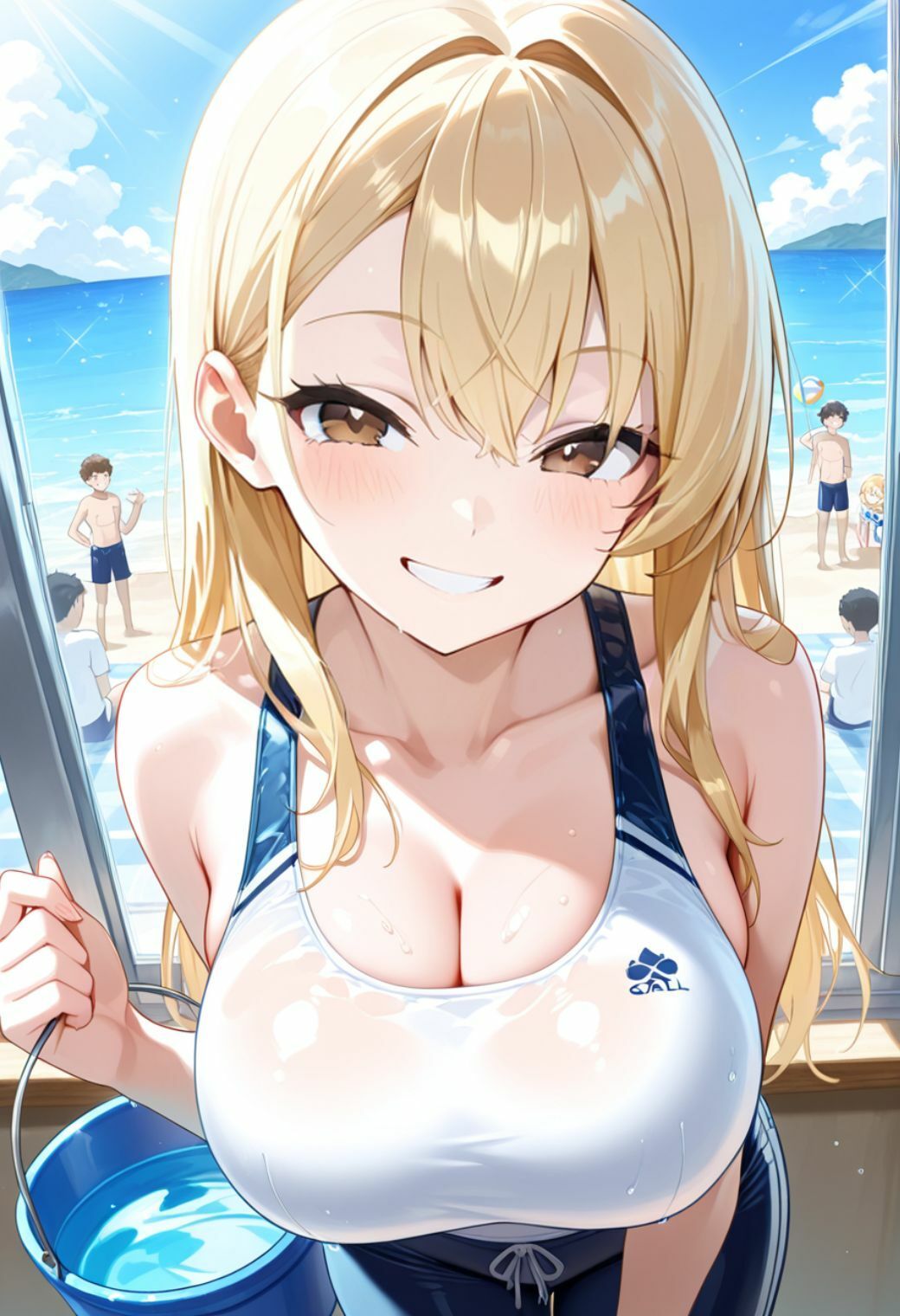 スク水白ギャルに種付け - サンプル画像 1
