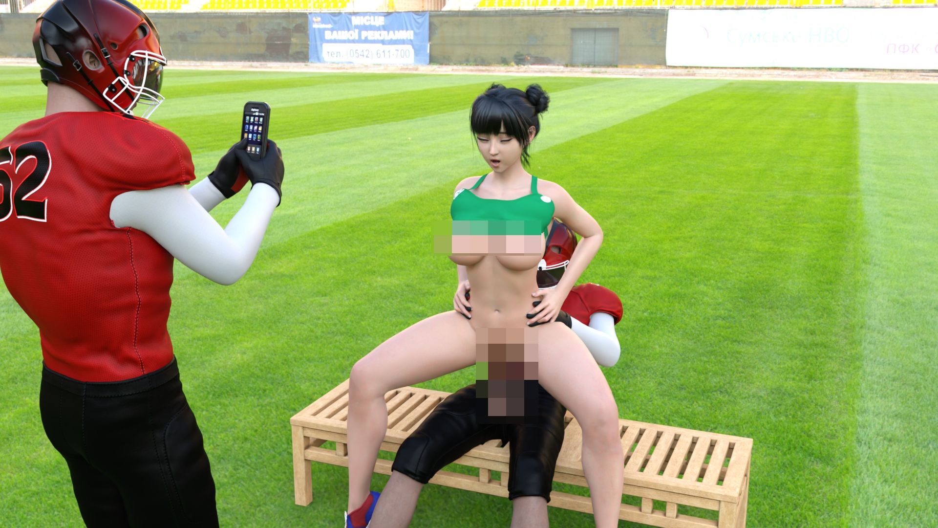 【▲100】生徒会長 一ノ瀬廻里 陸上部の助っ人として大会に出たところ、同じスタジアムに来ていたアメフト部の男子に犯●れる おっぱい丸出しVol.005（座位バック） - サンプル画像 1