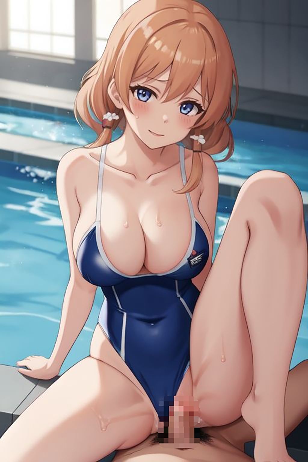 水泳部女子達がチ○ポをスク水騎乗位でザーメンまみれのオマ○コ水泳大会 - サンプル画像 2