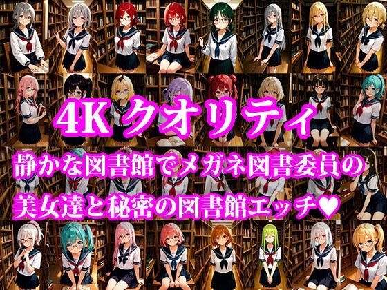 メガネ図書委員美女と秘密の図書館エッチ - サンプル画像 1