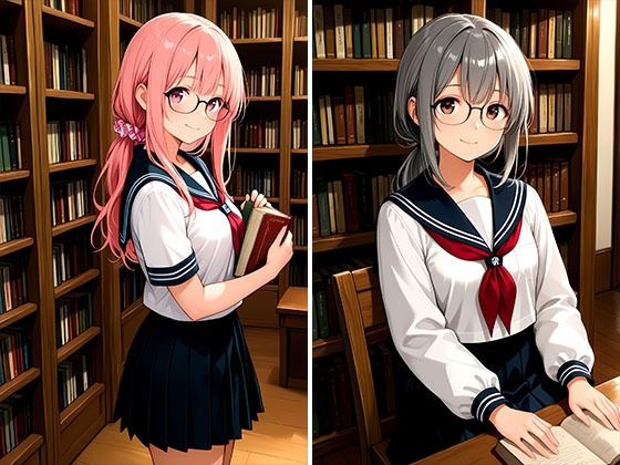 メガネ図書委員美女と秘密の図書館エッチ - サンプル画像 2