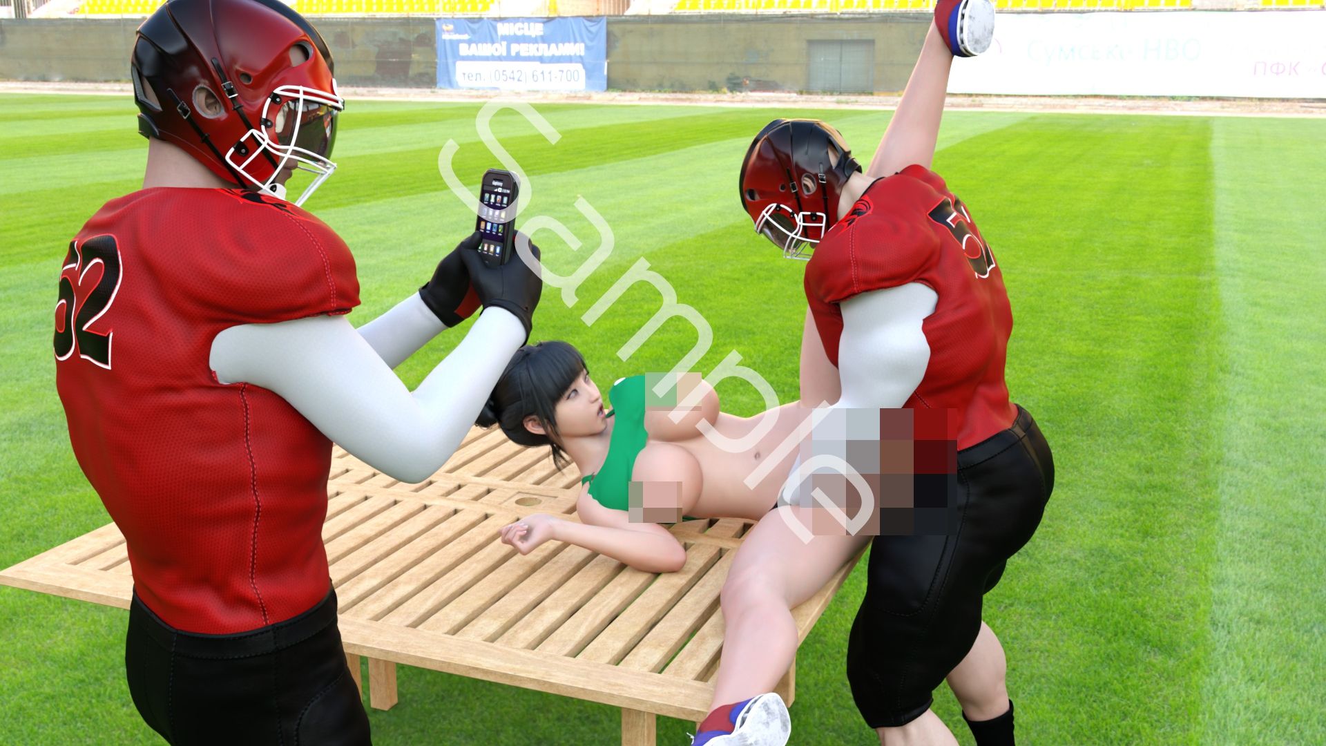 【▲100】生徒会長 一ノ瀬廻里 陸上部の助っ人として大会に出たところ、同じスタジアムに来ていたアメフト部の男子に犯●れる おっぱい丸出しVol.007（大開脚） - サンプル画像 1