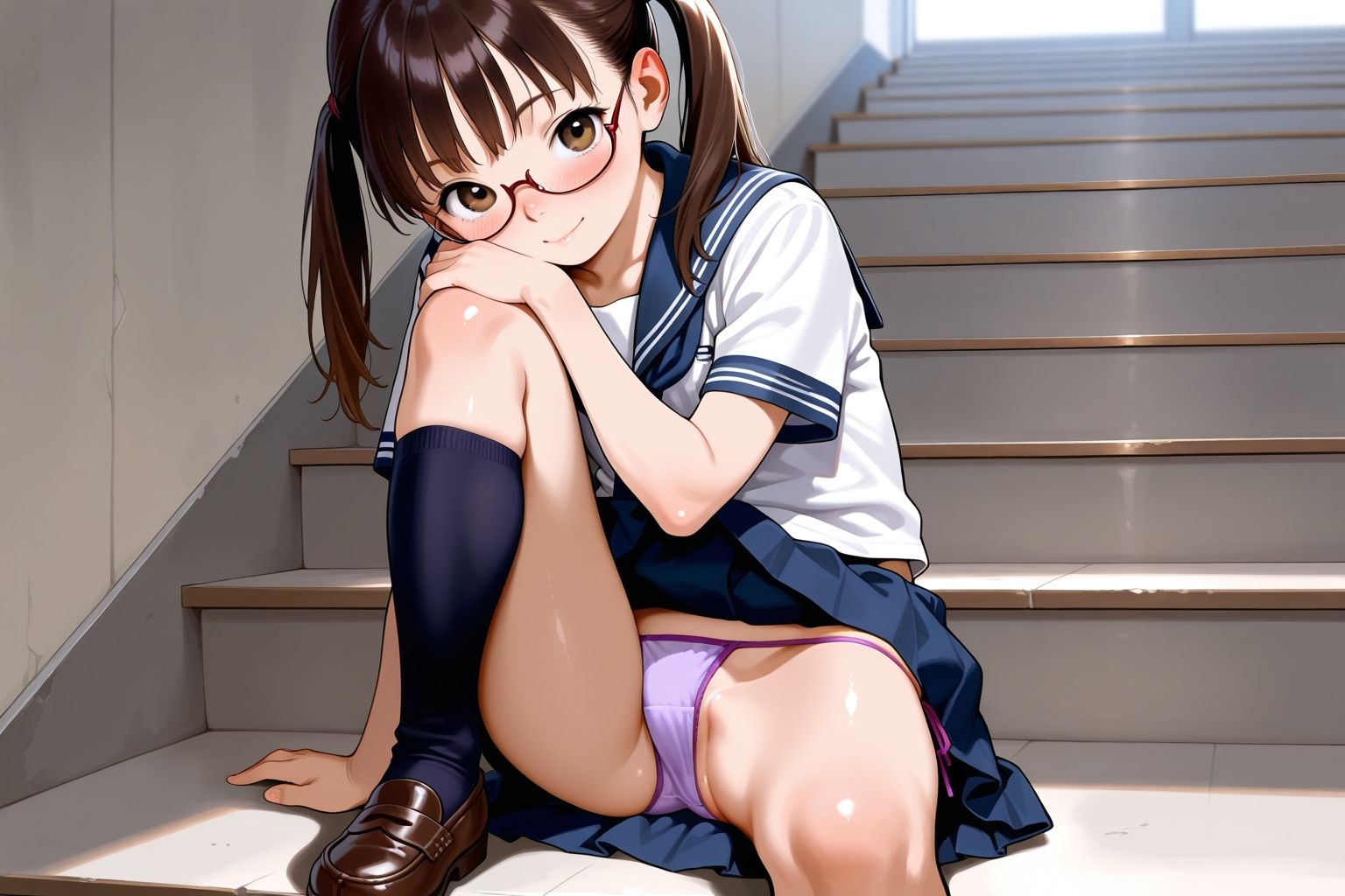 見せつけガールズ☆ツインテール階段編＋（プラス） - サンプル画像 1