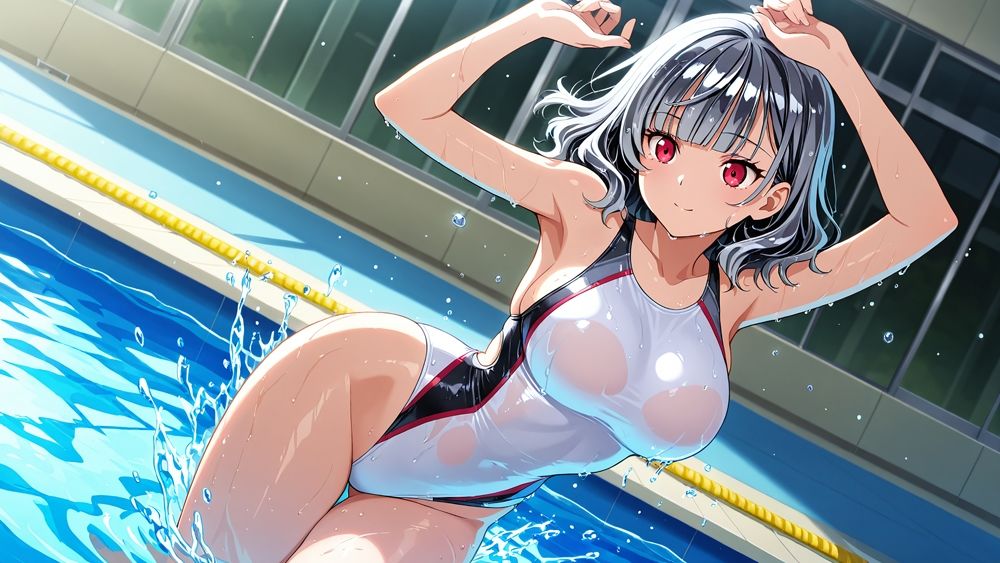 【500枚】桃髪銀髪爆乳水泳部が新コーチに全身性感開発【FANZA専売】 - サンプル画像 2