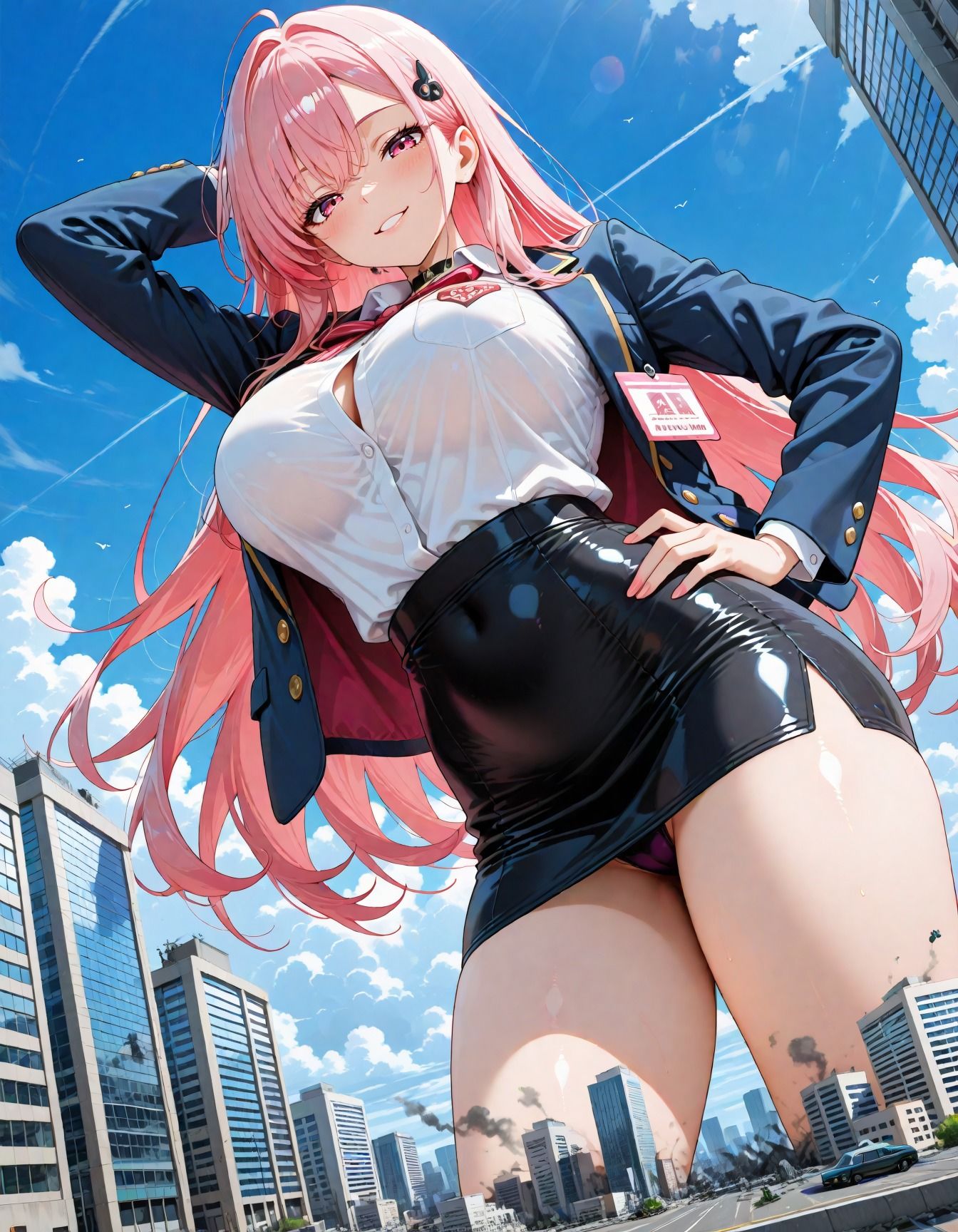 巨大娘、目覚めた街で踏み出す第一歩。 - サンプル画像 6