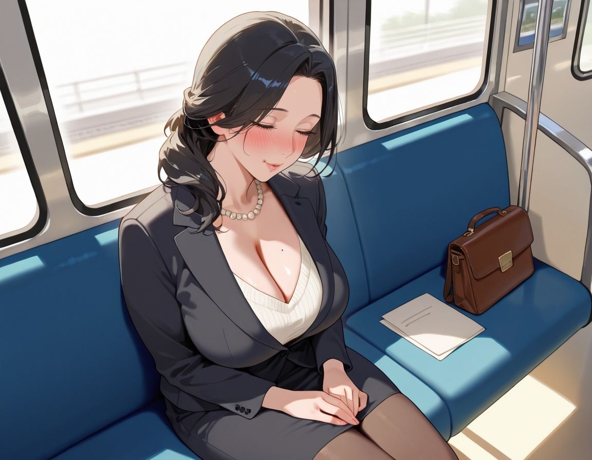 酔って電車で寝過ごした爆乳人妻と - サンプル画像 2