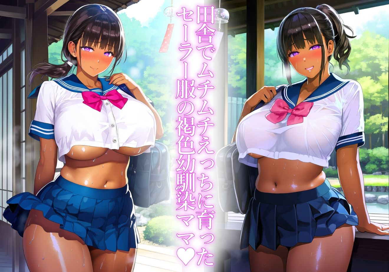 アヘ顔交尾解禁＊【ママ】むちむちえっちな褐色日焼け肌の田舎の幼馴染セーラー服ママ【セーラー服・褐色】 - サンプル画像 1