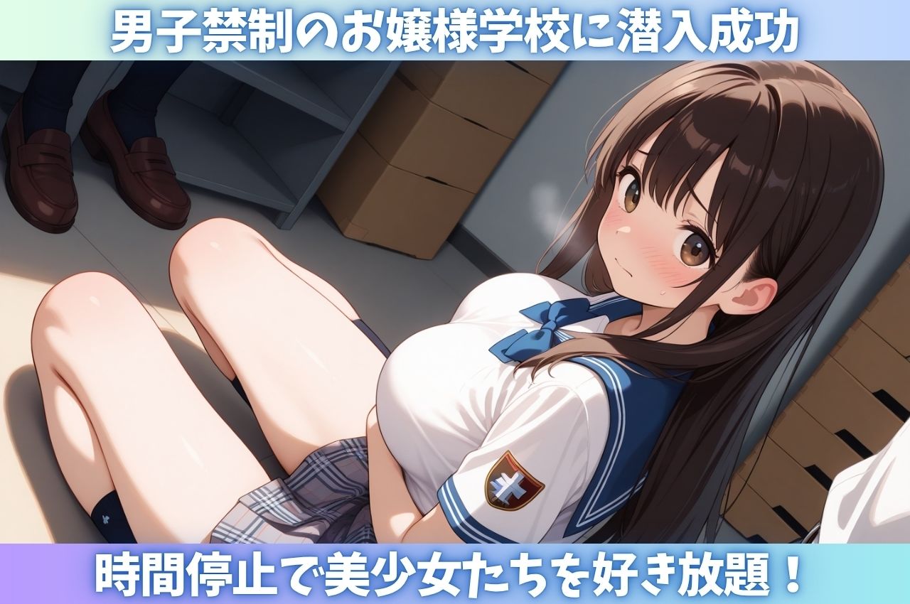 お嬢様学校に潜入！時間停止レ〇プ - サンプル画像 1