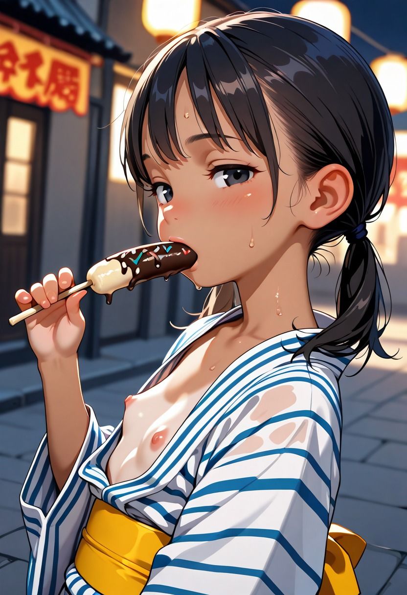 浴衣少女【日焼け跡×浴衣】夏祭りの最中に大胆SEX！ - サンプル画像 4