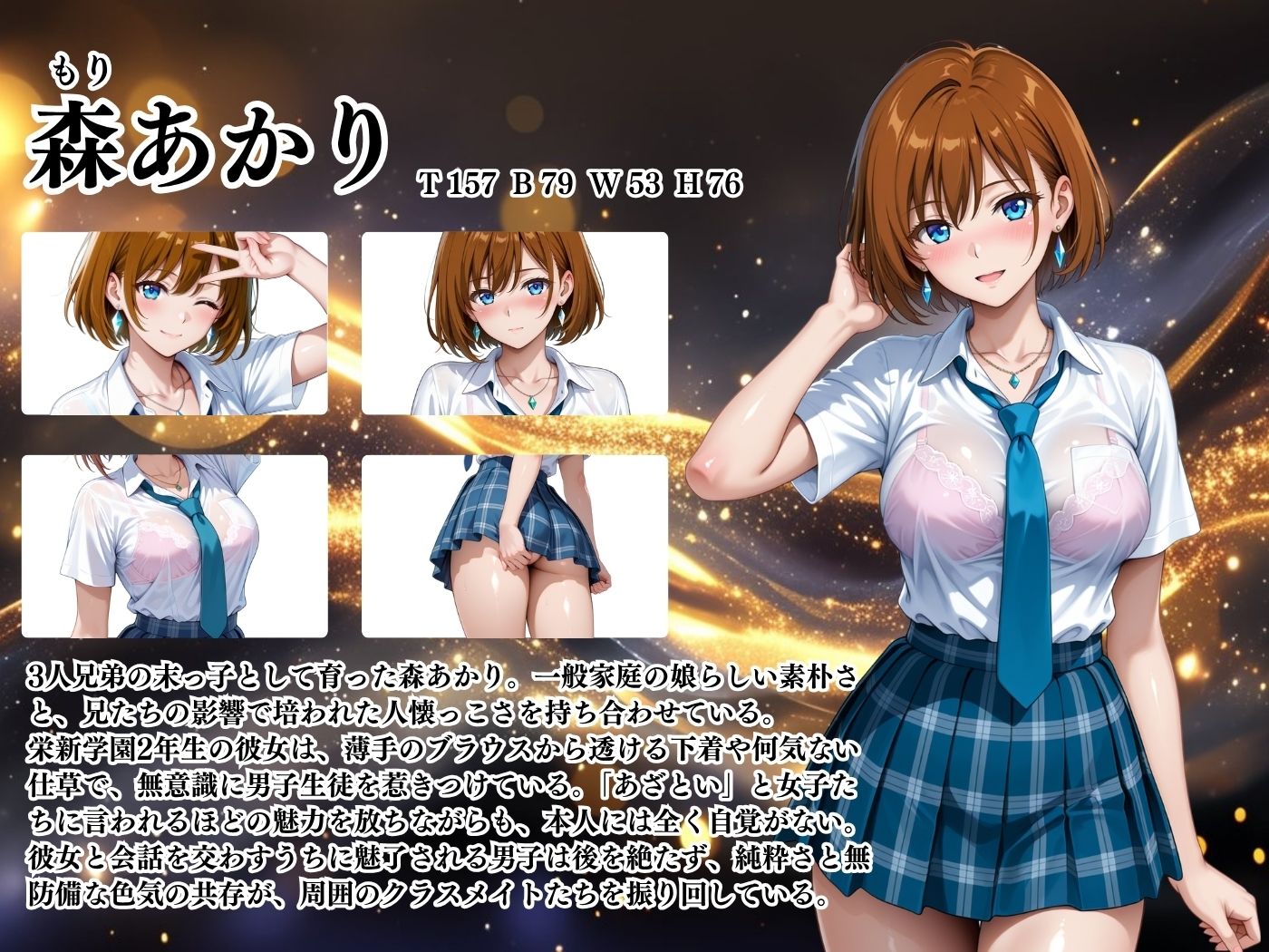 【4Kイラスト】1万3000人の生徒を抱いた校長による森あかりへの性指導（ラブホテル_青レースver.編） - サンプル画像 2