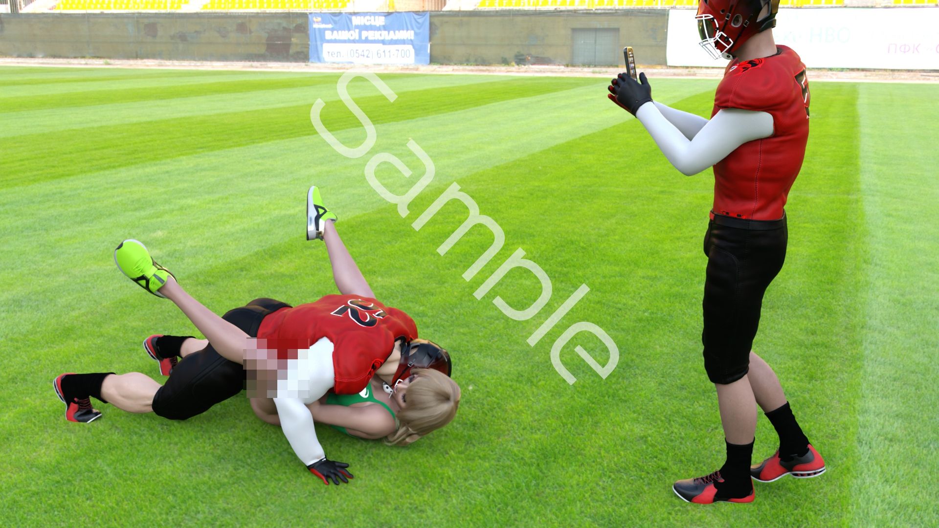 【△100】古舘友梨 陸上部の助っ人として大会に出たところ、同じスタジアムに来ていたアメフト部の男子に犯●れる Vol.001（正常位） - サンプル画像 1