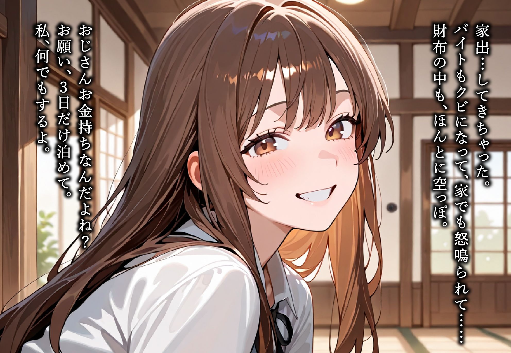 女子校生 家出少女 おじさんの性玩具になる - サンプル画像 1