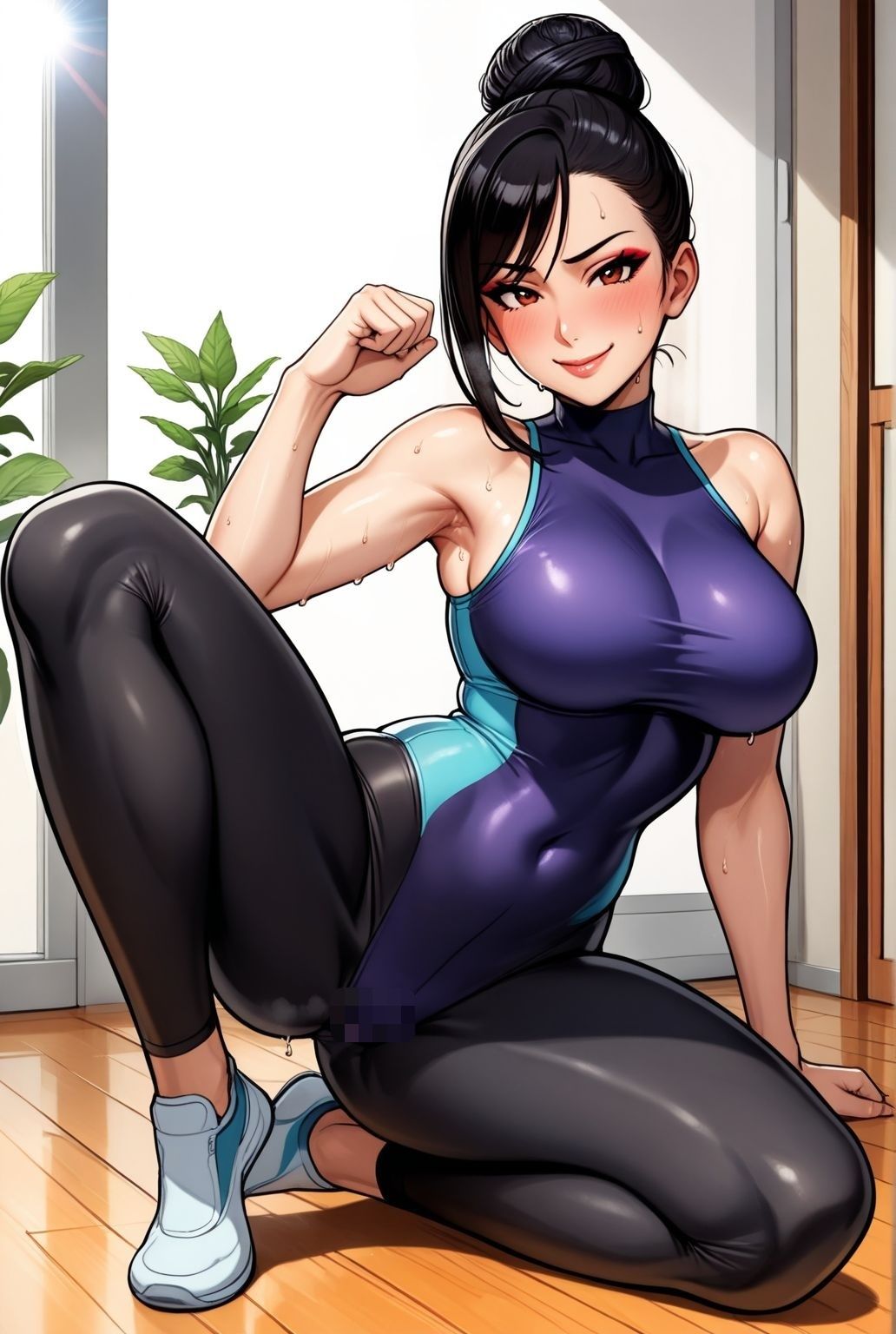 人妻ヨガ講師の艶ポーズ しっとり濡れる身体 - サンプル画像 8