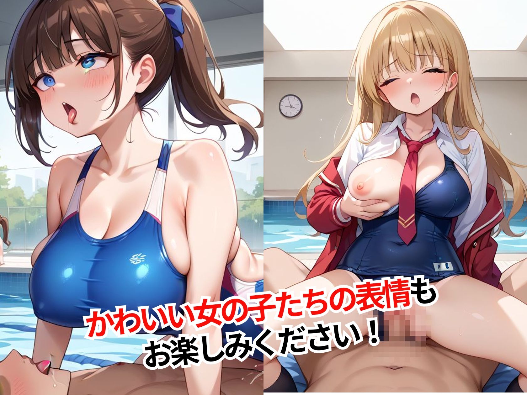 スク水＆ビキニハーレム【つるぺた女子・巨乳女子詰め合わせ】 - サンプル画像 2
