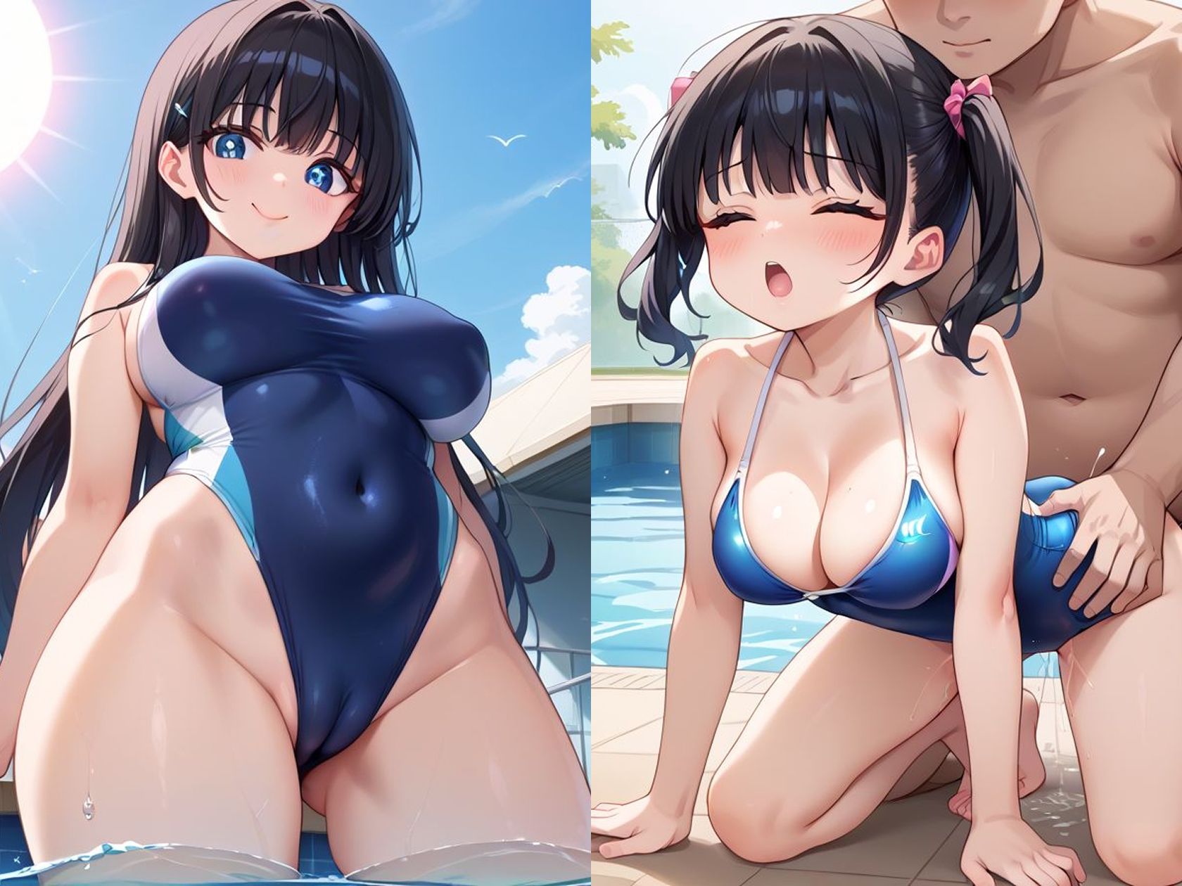スク水＆ビキニハーレム【つるぺた女子・巨乳女子詰め合わせ】 - サンプル画像 6